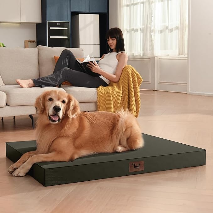 Outdoor Dog Bed for Small Dogs, Waterproof Dog Crate Bed for Medium Dogs Cats, Orthopedic Egg Crate Foam Pet Bed with Washable Removable Oxford Cover, Brown