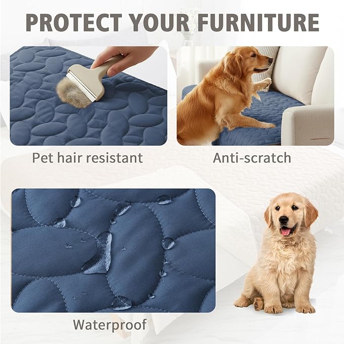 Ameritex Waterproof Pet Bed Cover Anti-Slip Dog Bed Blanket for Sofa and Furniture Waterproof New Pattern Design (Navyblue, 30x80 Inch (Pack of 1))