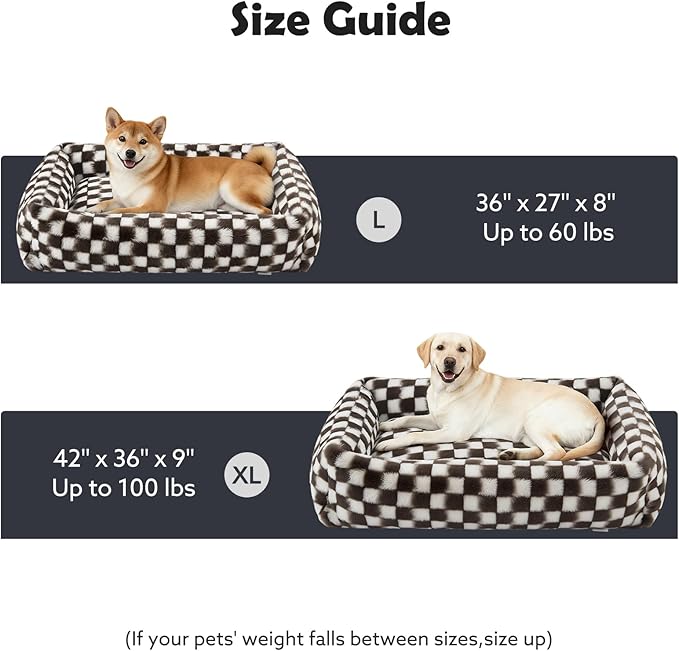 JOEJOY Dog Bed Medium Size Dog, Rectangle Washable Orthopedic Corduroy Fleece Pet Bed with Removable Zipper Cover, Cute Soft Calming Puppy Bed with Non Skid Bottom