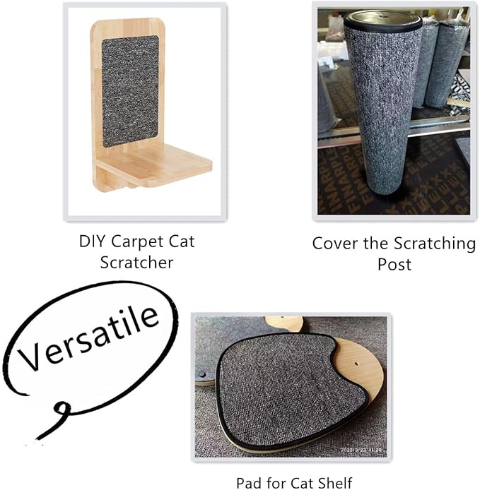 SHENGOCASE 157.5"x15.8" Trimmable Self-Adhesive Carpet Mat Pad Replacement for Cat Tree Shelf Shelves, Cat Wall Furniture Steps, Carpet Scratching Post Scratcher Couch Protector (White)
