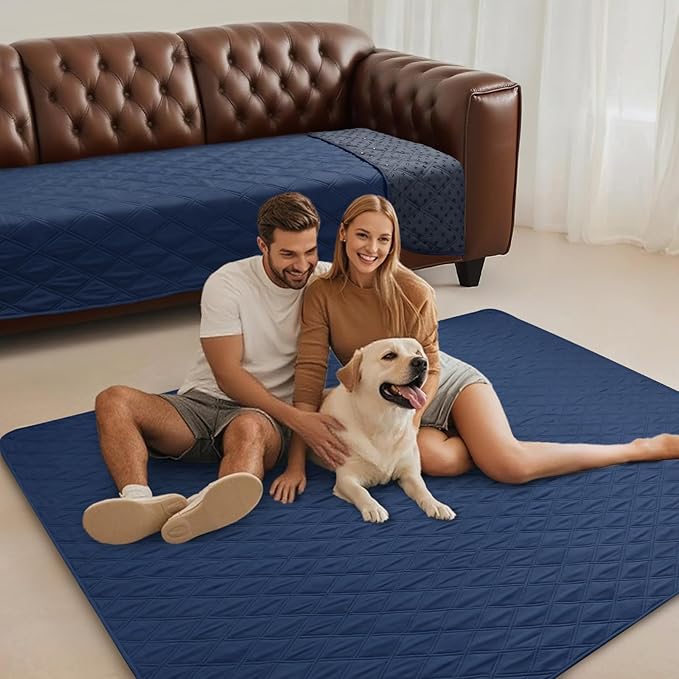 Luciphia 100% Waterproof Couch Cover Blanket for Dogs Anti-Slip Pet Couch Protector Sofa Mat Puppy Cat Blanket with Non-Slip Bottom, Navy Blue, 68x82 Inch