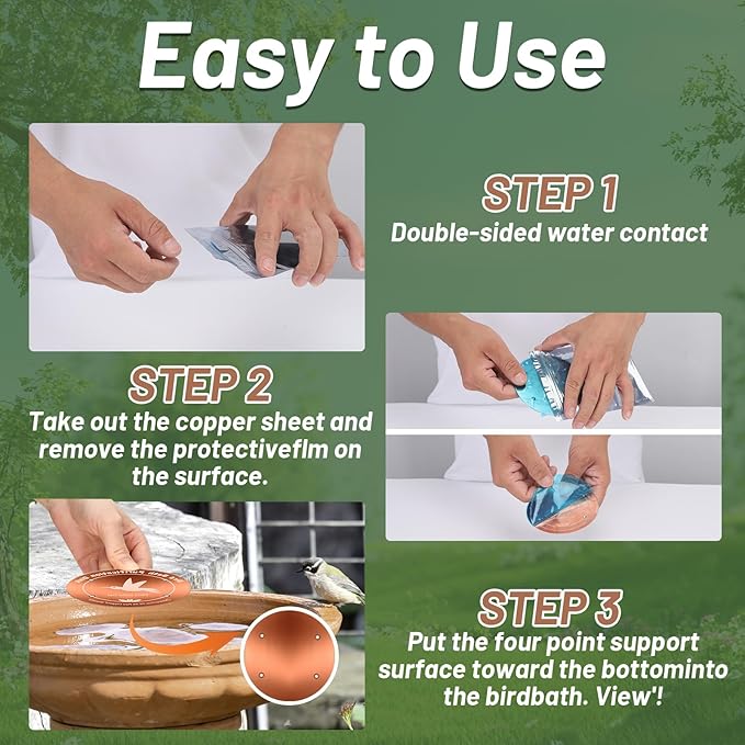 4Pcs Pure Copper Bird Bath Purification Disk,0.6mm thick,4''Reinforced Copper Purification Cleaner with Four-Point Support,All-Season Safe Clean Water Solution,Universal Fit for Outdoor Birdbath&Bowl