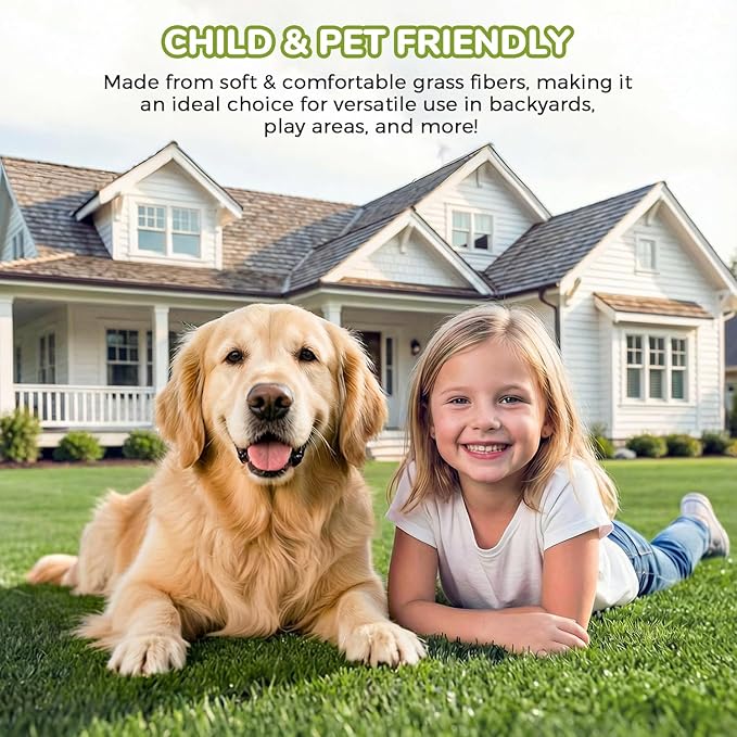Artificial Grass Rug Indoor Outdoor, 6 x 10FT Faux Grass Turf with Drainage Holes, Realistic Artificial Lawn Rug Dog Pets Mat, Turf Carpet for Garden Lawn Landscape Balcony Patio Backyard Easter Decor