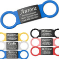 Anavia Slide On Silent Pet ID Tags, S/M/L/XL Personalized Black Stainless Steel Colored Silicone Cat Dog Name Tag, Customized Engraved Nameplate, Quiet Chew-Proof Pet Collar Tag (Blue, X-Large)