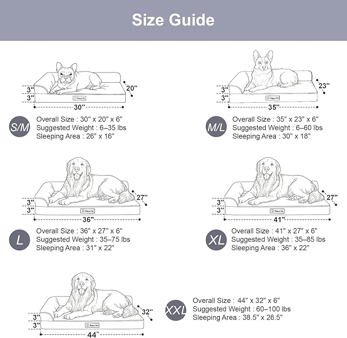 Orthopedic Dog Bed for Small and Medium Dogs, Memory Foam Pet Bed with Washable Removable Cover, Nonskid Bottom, Waterproof, for Indoor, Outdoor, Crate ＆ Car Use, 30x20x6 Inches, Light Grey