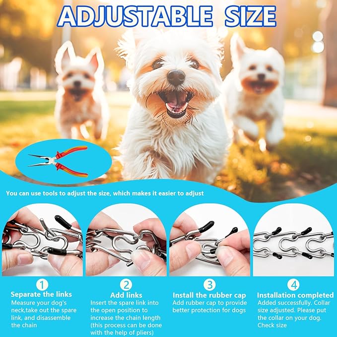 Tangle-Free 360° Swivel Collar with Quick-Release Buckle, Stainless Steel Dog Collar, Adjustable for Small, Medium and Large Dogs (L-3.5mm)