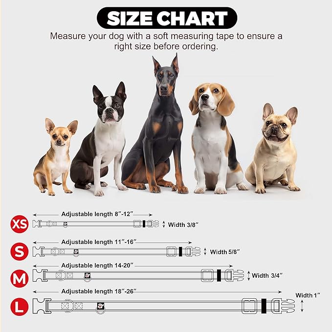 azuza Reflective Dog Collar with Airtag Holder, Soft Neoprene Padded Pet Collar with ID Tag Ring, Adjustable for Small Dogs,Black,L