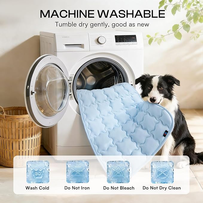 Luciphia Premium Dog Cooling Mat Non-Slip Q-MAX>0.5 Self-Cooling Pad for Medium Pet Indoor Portable Kennel Puppy Bed for Summer Crate Pad for Dog Washable Light Blue 30x40 inches
