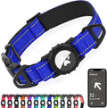 Joytale Airtag Dog Collar, Reflective Pet Collar with Waterproof AirTag Holder, Dual D-Rings, Soft Padded Adjustable for Large Dogs, Navy Blue, L
