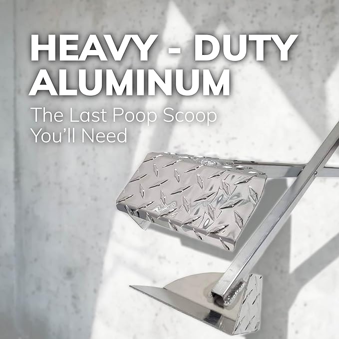 ActiveDogs Pooper Scooper for Large Dogs – Heavy-Duty Dog Pooper Scooper for Yard – Flat-Style Welded Aluminum Dog Poop Rake and Scoop with Solid Bolt System – Made in The USA