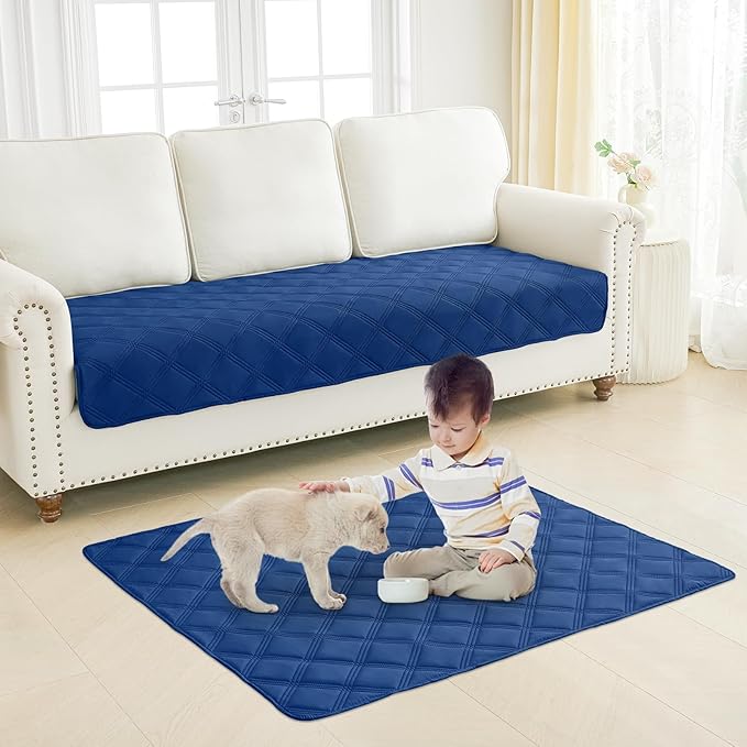Smiry Waterproof Dog Bed Cover Blanket 40x50, Soft Reversible Pet Blanket, Washable Leakproof Cats Dogs Couch Cover for Sofa, Couch, Furniture, Navy/Blue