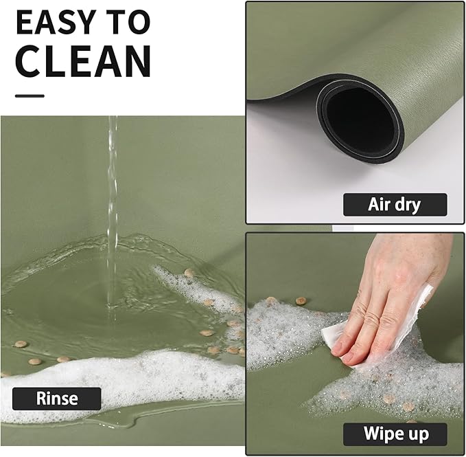 Dog Food Mat - Absorbent Cat Mat for Food and Water, No Stains Pet Feeding Bowl Mat, Easy to Clean Pet Placemats, Quick Dry Dog Water Dispenser Mat for Messy Drinkers | Paw Green 12"x 19"