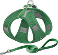 AIITLE Step in Dog Harness and Leash Set - No Pull Escape Proof Vest Harnesses with Soft Mesh and Reflective Bands, Adjustable Pet Outdoor Harnesses for Small and Medium Dogs Green M