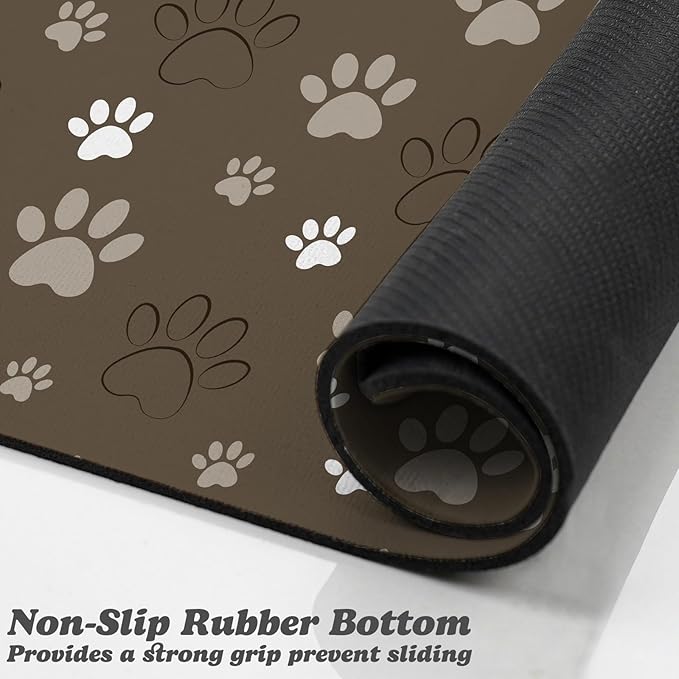 Dog Food Mat, Absorbent Water Bowl Mats Cat Pet Feeding Placemats Brown 12 * 20 inch