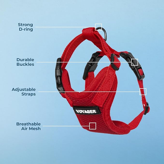 Voyager Step-in Pet Harness - All Weather Mesh, Adjustable Step in Harness for Cats and Dogs by Best Pet Supplies - Red, XL
