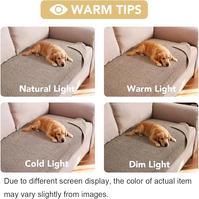 H.VERSAILTEX Non Slip Pet Couch Cover Chenille Dog Bed Protector Thick Soft Sofa Slipcover Pet Friendly Washable Couch Cushion Covers for Pets (30" x 70", Taupe)