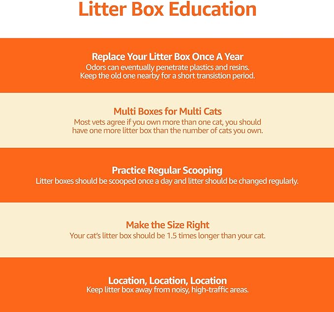 Amazon Basics Large Cat Litter Box with High Sides, Open Top for Easy Access, Includes Scoop with Storage, 19" x 15" x 11.75", Grey/Beige