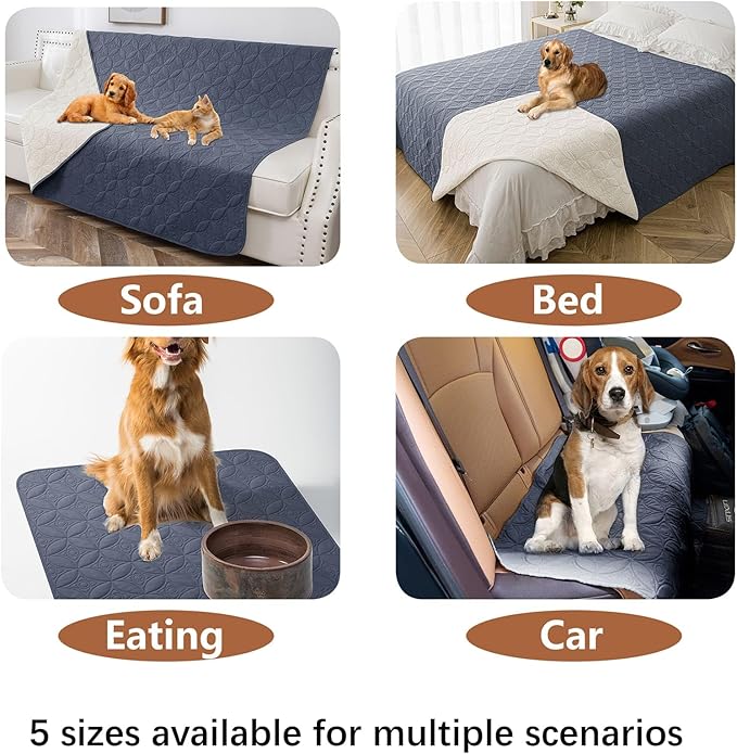 Waterproof Dog Blanket, 82x102 inches Pet Couch Covers for Sofa, Bed Furniture Protector from Dogs Washable and Reversible-Blue+Cream