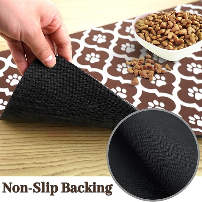 Dog Food Mat 16X24 Inch Pet Feeding Absorbent Mats for Floor Cat Water Bowl Placemats Non-Slip Washable Dog Mat for Food and Water