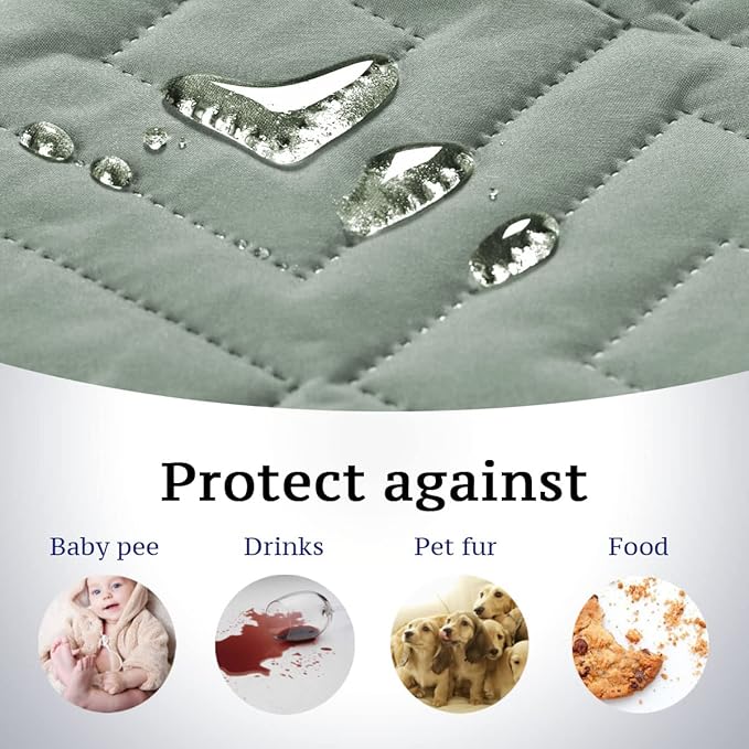 H.VERSAILTEX Reversible Loveseat Cover Furniture Protector Anti-Slip Water Resistant 2" Wide Elastic Strap Couch Covers Pets Kids Fit Sitting Width Up to 46"(Love Seat: 75" x 90", Desert Sage/Beige)