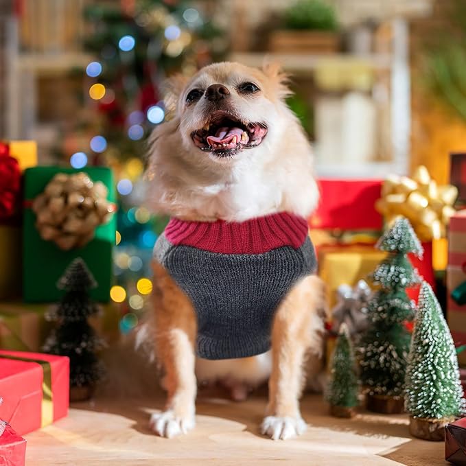 Dog Christmas Sweater Xmas Pet Clothes Cute Gray Reindeer Holiday Puppy Cat Costume New Year Gifts for Small Medium Large Dogs Jumpers (XL, Gray Reindeer)