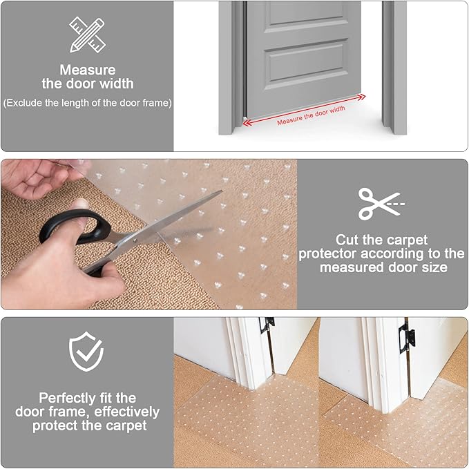 Uross Carpet Protector for Pets - Cat Carpet Protector for Doorway, Anti Scratch Under Door Cat Scratch Protector Mat, Easy to Cut Plastic Scratch Stopper Guard Carpet 3.6FT*2PCS