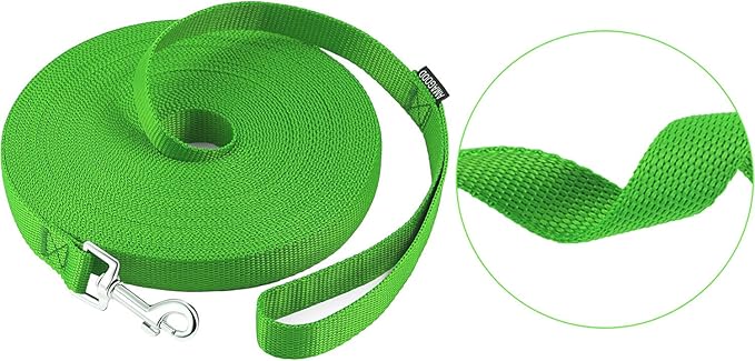 AmaGood Dog/Puppy Obedience Recall Training Agility Lead-15 ft 20 ft 30 ft 50 ft Long Leash-for Dog Training,Recall,Play,Safety,Camping (50feet, Green)