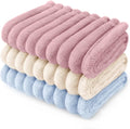 LINENLUX 1 Pack 3 Soft Dog Blanket Washable Warm Fleece Cat Blankets for Pet Puppy Fluffy Calming Flannel Pink/White/Blue Large
