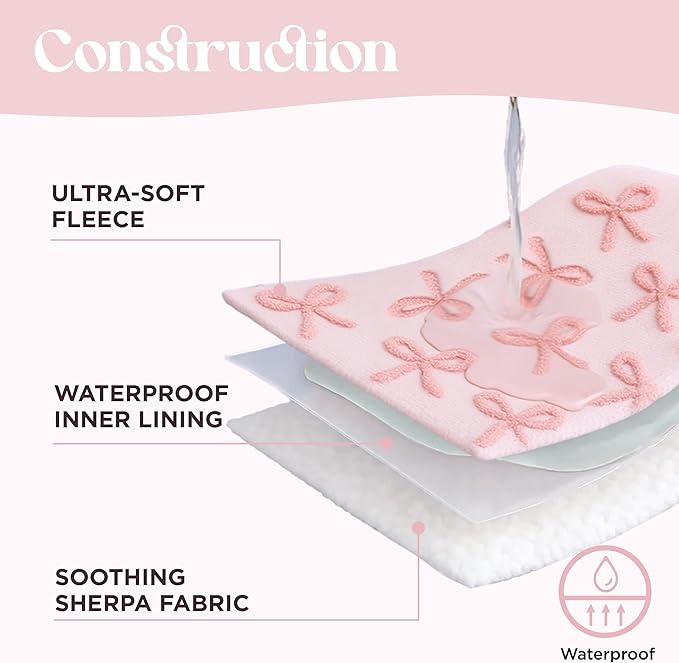 LE SURE Waterproof Puppy Blanket for Large Dogs - Washable Double Sided Dog Blankets with Warm Jacquard Shag and Soft Sherpa Fleece, Pet Cat Blanket for Couch Protection, Bow Design，Pink Taffy