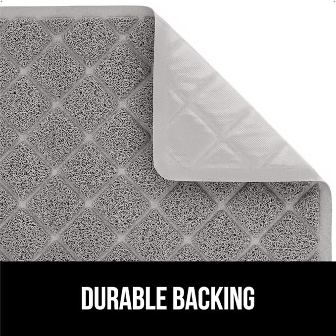 GORILLA GRIP Cat Litter Box Mat, 40x28, Water Resistant, US Designed Kitty Litter Trapping Mats, Easy to Clean, Scatter Control, Less Mess and Clean Floors, Kitten Supplies for Indoor Cats, Grey