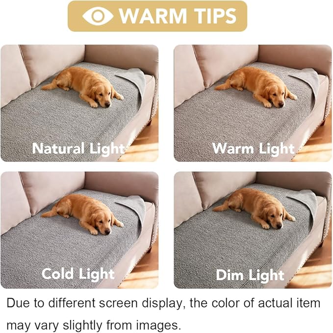 H.VERSAILTEX Non Slip Pet Couch Cover Chenille Dog Bed Protector Thick Soft Sofa Slipcover Pet Friendly Washable Couch Cushion Covers for Pets (68" x 82", Dove)