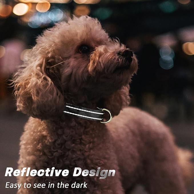 Reflective Dog Collar for Large Dogs, Cute Camouflage Adjustable Heavy-Duty Nylon Puppy Collar for Boy and Girl Female, Soft Pet Accessories with Quick Release Buckle, Black