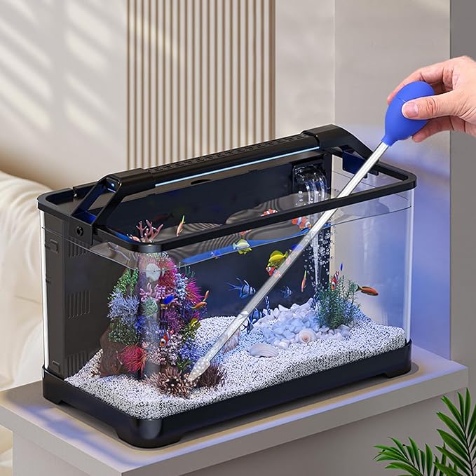 2 Pcs 18.5 in Long Pipette with 2 Pc Stainless Steel Feeding Long Tweezers for Fish Tank Coral Food Feeder Long Syringe Aquarium Coral Feeding Tube for Marine Fish Reef Aquatic Plant