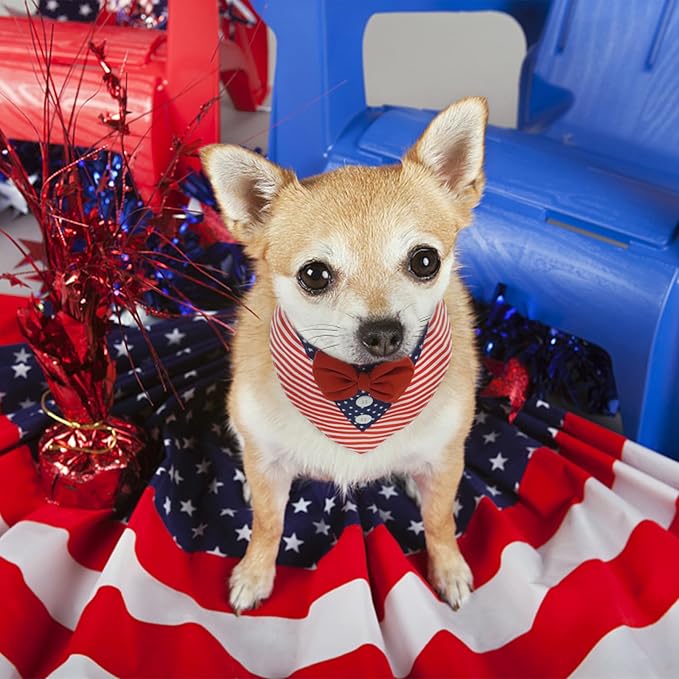 FUAMEY Dog Tuxedo American Flag for Large Dogs,Dog Formal Suit Dogs Attire Pet Bow Tie Puppy Party Costumes Cat Tux Outfits Pets Bandana Cosplay Adjustable Bowties 4th of July Independence Day XL