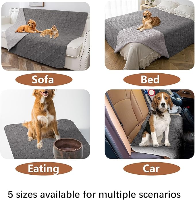 Waterproof Dog Blanket, 52x82 inches Pet Couch Covers for Sofa, Bed Furniture Protector from Dogs Washable and Reversible-Lightgrey+Darkgrey