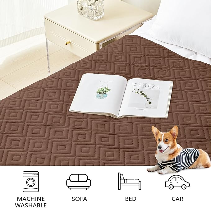 hyha Waterproof Dog Blanket, Soft Pet Bed Blankets, Waterproof Sofa Couch Cover for Dogs Washable, Reversible Pet Couch Covers for Sofa Furniture (30x53 Inch, Brown/Chocolate)