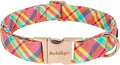 Cotton Dog Collar, Soft Adjustable Dog Collars for Medium Dogs, Multi-Color Plaid Dog Collar for Small Medium Large Dogs, Cute Dog Collars Perfect for Girl or Boy Dog Collars-M