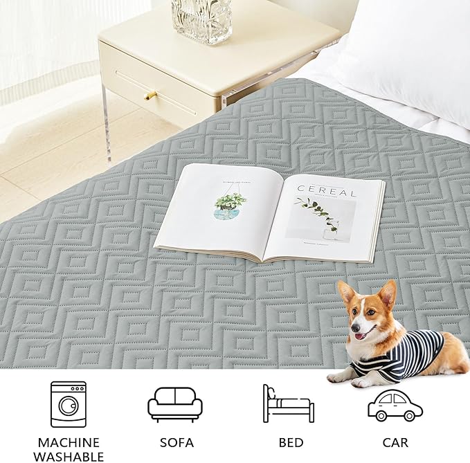 hyha Waterproof Dog Blanket, Soft Pet Bed Cover, Waterproof Sofa Couch Cover for Dogs Washable, Pet Couch Covers for Sofa Furniture (40x50 Inch, Grey/Dark Grey)