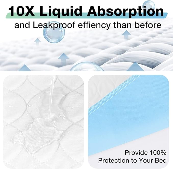 Washable Waterproof Underpads, 24" x 18" (4 Pack) Reusable Incontinence Pads for Chair, Bassinet, Crib, Car Seat, Sofa, Wheelchair, Small Size