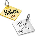 Ultra Joys Dog Tags Personalized for Pets - Hollow Paw Custom Pet ID Tag - Engraved Dog Tag for Small, Large Dogs - Large Diamond in Silver