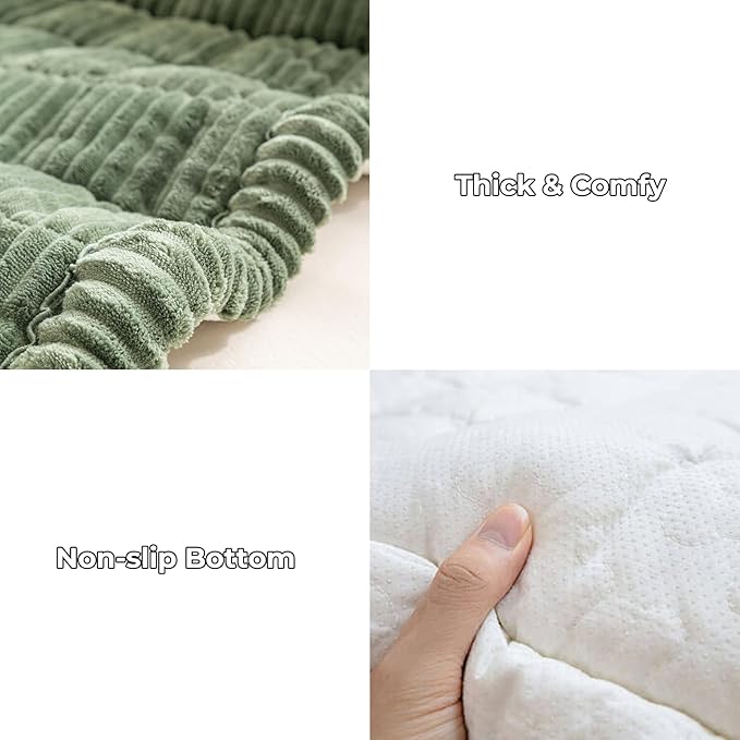 FUNNY FUZZY Pet Couch Covers for Sofa, Washable Dog Couch Cover Protector, Flannel Couch Covers for Dogs Pet- Friendly Mat Bed Sofa Cover (Dark Green, 27.6"×59.1")