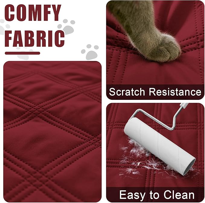 Smiry Waterproof Dog Bed Cover Blanket 30x53, Soft Reversible Pet Blanket, Washable Leakproof Cats Dogs Couch Cover for Sofa, Couch, Furniture, Wine Red/Beige
