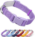 Dynmeow Soft and Breathable Cotton Dog Collar, Durable Adjustable Heavy-Duty Female Girl Pet Collar with Quick-Release Buckle, Lightweight for Sensitive Skin for Medium and Large Dogs, Purple, M