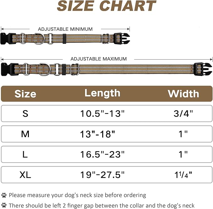 Martingale Dog Collar, Adjustable Nylon Reflective Collar with Buckle No Pull Dog Collar for Small Medium Large Dogs (Army Green M)