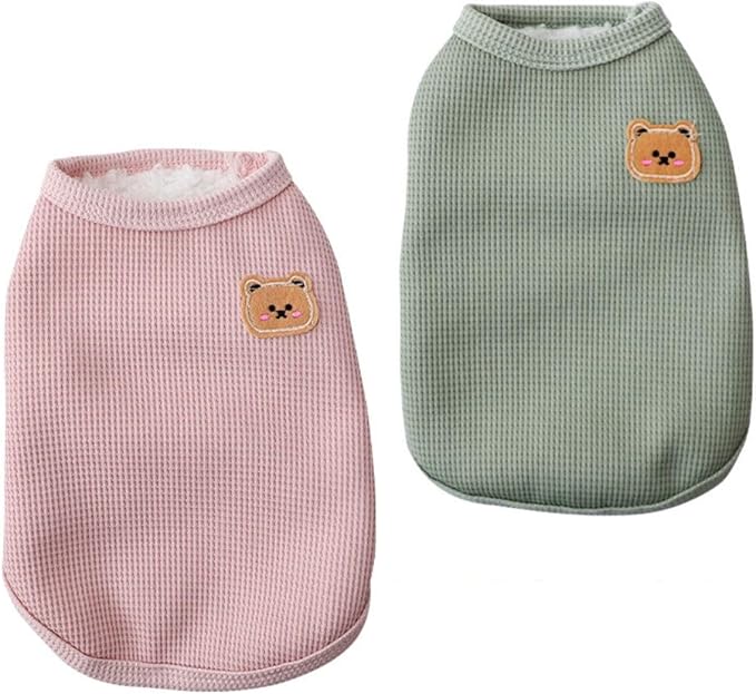Fleece Cotton Dog Shirt - Winter Warm Lightweight Pet T-Shirts Soft Breathable Stretchy Cats & Dogs Tee Shirt Sleeveless Vest - Dog Apparel for Medium & Small Dogs