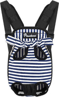 Pawaboo Pet Carrier Backpack, Adjustable Pet Front Cat Dog Carrier Backpack Travel Bag, Legs Out, Easy-Fit for Traveling Hiking Camping for Small Medium Dogs Cats Puppies, Medium, Blue & White Stripes
