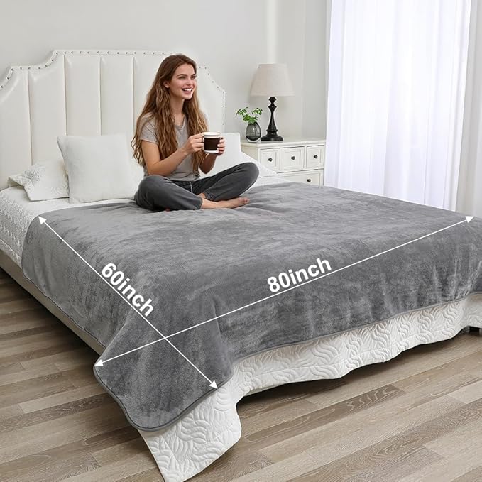 Waterproof Blanket for Pets – Ideal for Couch & Bed Splash Proof Sherpa Throw, Leakproof TPU Layer, Stain Resistant Washable Bed Protector – LightGray, 60"x40"