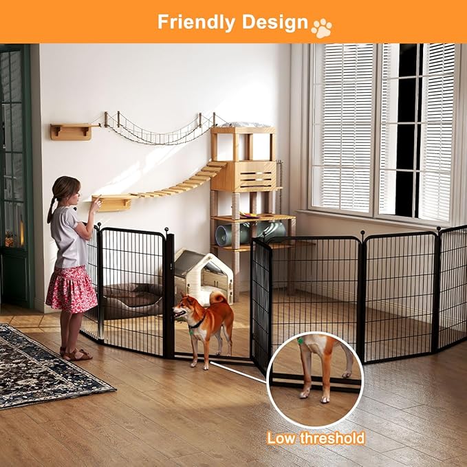 Dog Fence Indoor Pens Outside,Portable Outdoor Dog Playpen 40" H 10 Panels Pet Play Pen Exercise Pens for Puppys Small Medium Large Dogs RV Camping Yard Garden Wide Gate