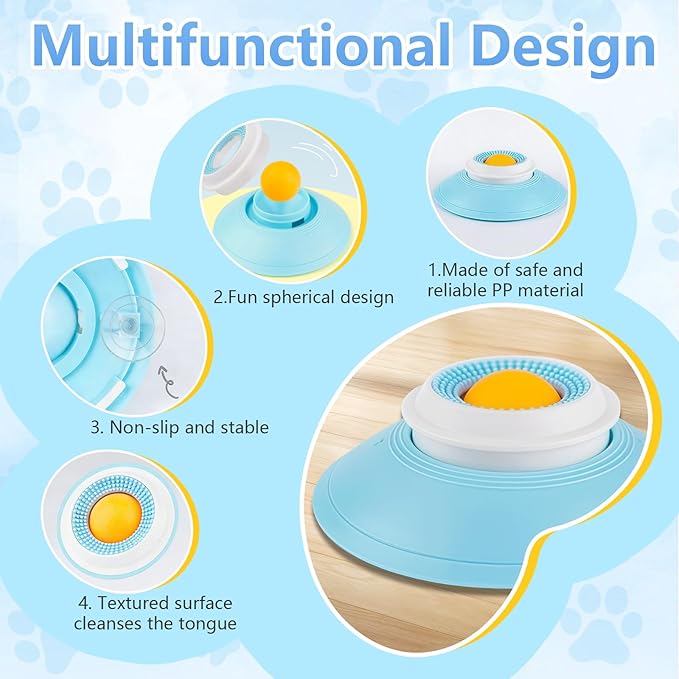 Dog Cat Licks Toys for Liquid Food, Anxieties Relief Slow Feeder Dog Lick Ball Treat Dispenser, Non-Slip Licking Bowl Enrichment Toys to Keep Them (A)