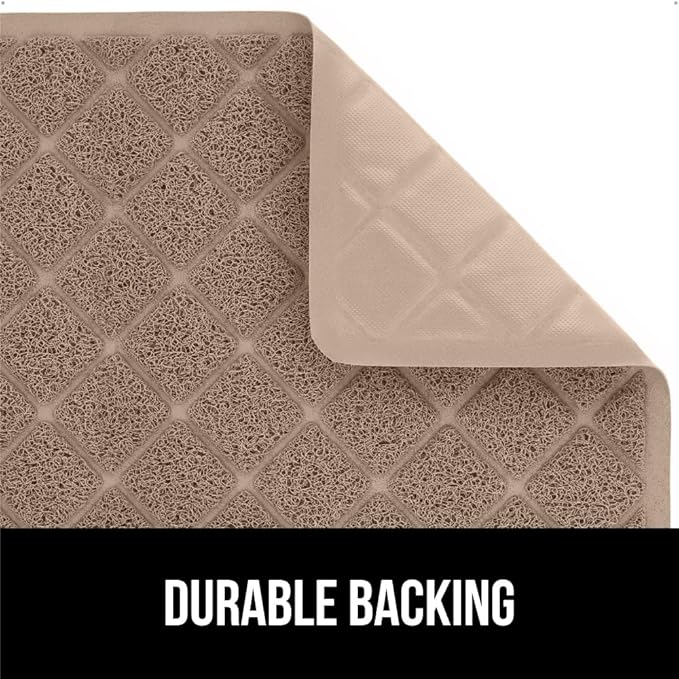 GORILLA GRIP Cat Litter Box Mat, 35x23 2 Pack, Water Resistant, US Designed Kitty Litter Trapping Mats, Easy to Clean Scatter Control, Less Mess and Clean Floors, Kitten Supplies for Indoor Cats Beige